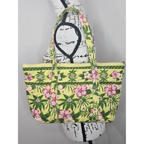 Americana By Sharif Tote Bag Quilted Yellow Pink Green Floral Shoulder Bag - Picture 2 of 16